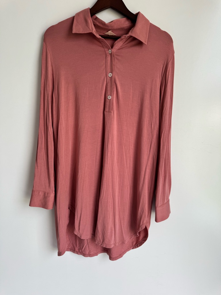 Eberjey Gisele Boyfriend Sleepshirt Women Small Old Rose Modal Luxury Nightgown